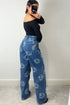 Jianna Blue Smiley Face Printed High Waisted Denim Jeans