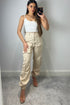 Krissy Beige Double Pocket Cargo Trousers