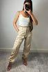 Krissy Beige Double Pocket Cargo Trousers