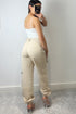 Krissy Beige Double Pocket Cargo Trousers