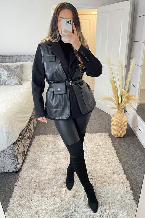 Tami Black Faux Leather PU Belt Bag Jacket