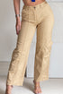 Stacey Camel Cargo Pocket Wide Leg Denim Jeans