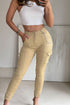 Ruby Beige Chain Detail Skinny Cargo Trousers