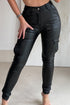 Neve Black Faux Leather PU Skinny Cargo Trousers