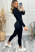 Sameena Black Active High Waisted Rib Seamless Leggings