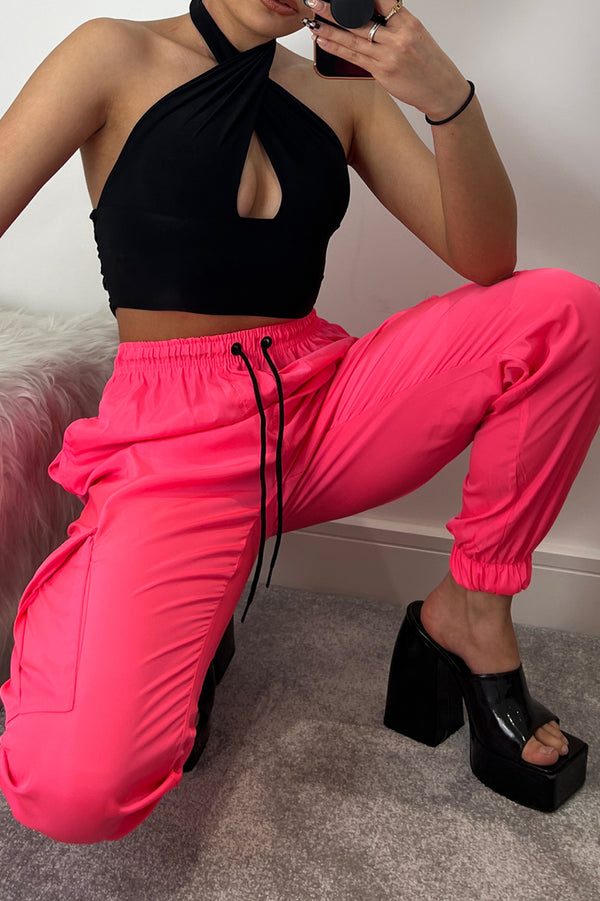 Roxy Neon Pink Shell Pocket Cargo Trousers