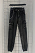 Thea Grey Denim Chain Detail Skinny Cargo Trousers