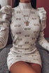White Knit CC Print Dress