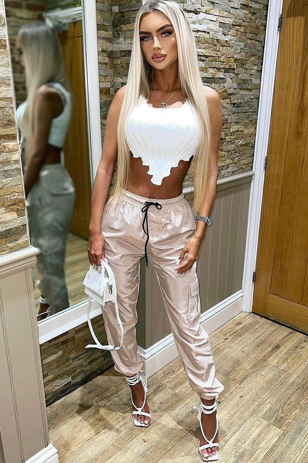 Roxy Beige Shell Pocket Cargo Trousers