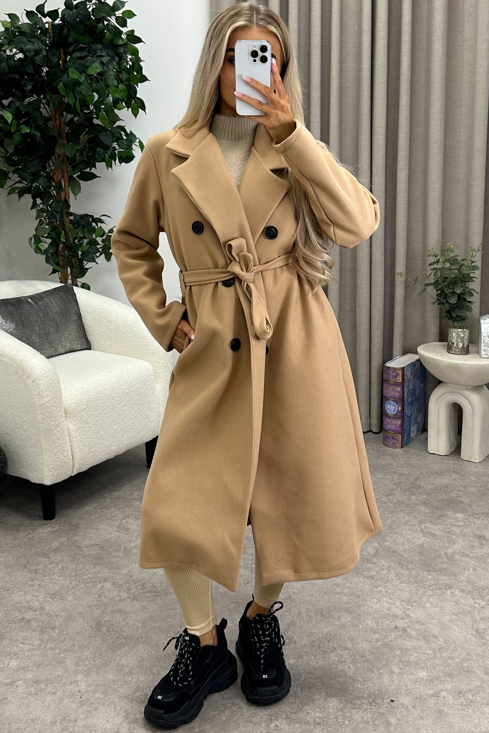 Beige wool coat clearance