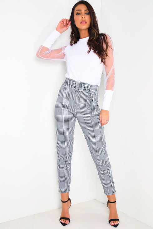 White Bra Black And White Houndstooth - Strap-Its
