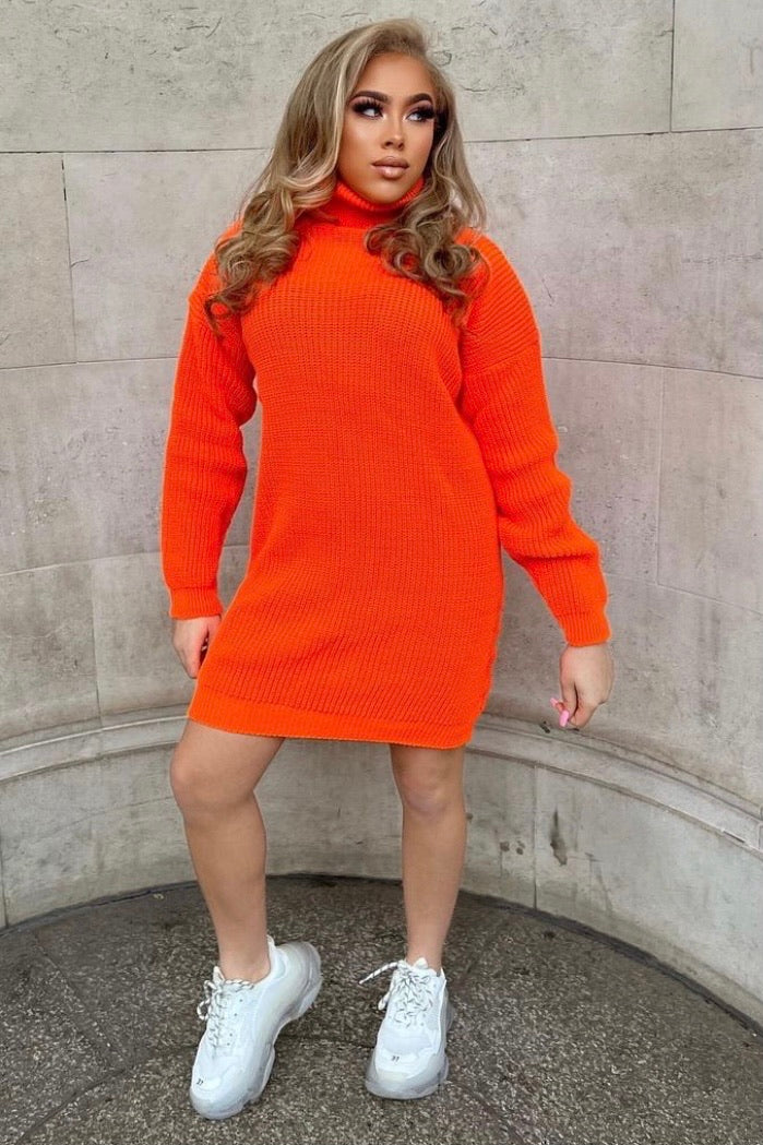 Neon orange jumper dress top